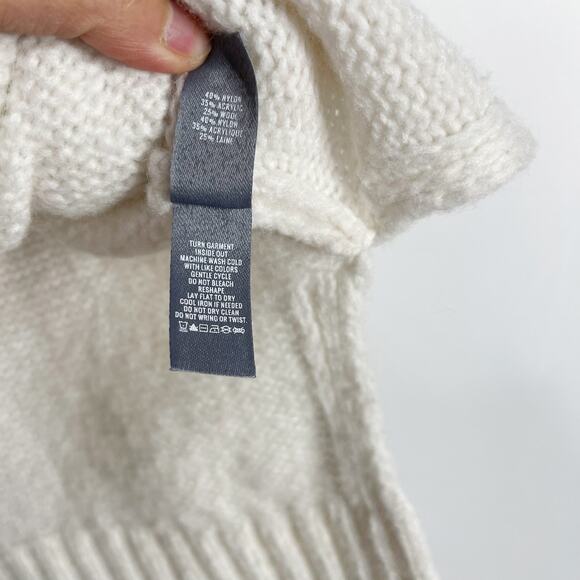 Aerie Fair Isle Wool Blend Turtleneck Sweater Cream Red Small S Cozy Lounge - Picture 11 of 12